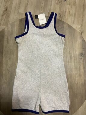 Forever 21 Gray Romper with Blue Trim